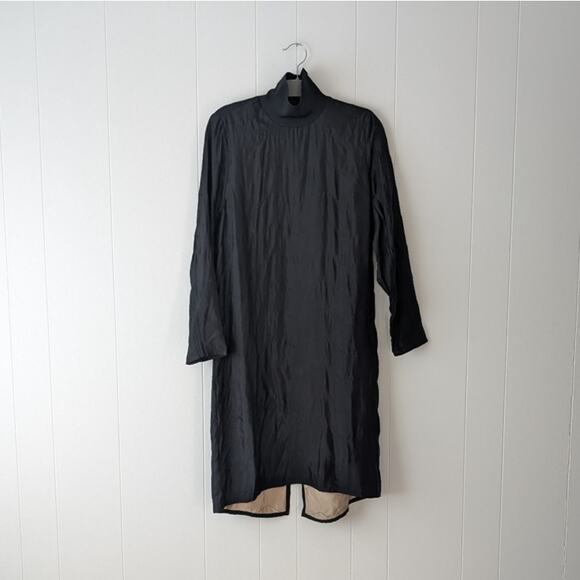 NWT COS Turtleneck Long Sleeve Black Topstitched Chevron Midi Dress, size 4 - Picture 4 of 9